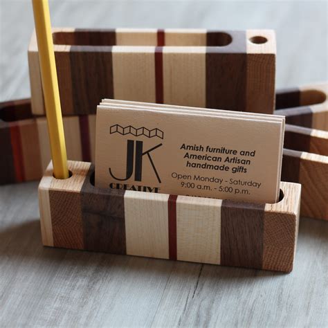 hidesign business card holder|wooden business card holder.